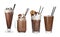 Set with delicious chocolate milk shakes