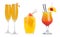 Set with delicious Mimosa cocktails on white background, banner design