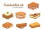 Set of delicious sandwiches