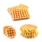 Set of delicious waffles on white