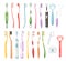 Set of Dental Care Icons. Oral Hygiene Individual Tools. Clean Mouth Home Equipment Electric Tooth Brushes, Dental Floss