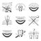 Set of dental logos, emblems, labels and badges. Set of vector templates on white background.