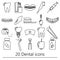 Set of dental theme black outline icons eps10