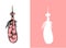 Set of design and decor elements. Detailed bird feather close up. Hand drawn ornate ethnic elements on a pink background. Vector i
