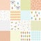 Set of design elements of baby theme seamless patterns