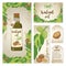 Set of design elements for packaging design with a bottle of walnut oil