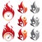 Set of design vector isolated fire emoji