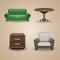 Set of designed furniture elements