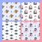 Set of designs for baby textiles. Marine theme pattern. Delicate childish design.Vector illustration