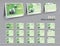 Set Desk Calendar 2021 template Creative design, calendar 2022, 2023 layout, 3d mockup desk calendar, Green flowers cover design