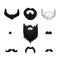 Set of detailed black mustaches and beards on white