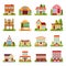 Set of detailed colorful cottage house building flat style modern constructions vector illustration