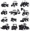 Set of detailed tractor icons
