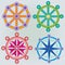 Set of Dharma Wheels - Buddhism Symbol - Colors