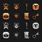 Set Diamond, Aries zodiac, Old key, Decree, parchment, scroll, Masons, Burning candle, Magic ball and Spider icon