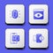 Set Diamond, Personal information collection, Advertising and Mobile with dollar icon. White square button. Vector