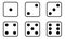 Set of Dice icon. Traditional die with six faces of cube marked with different numbers of dots or pips from 1 to 6