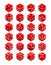 Set of dice. Isometric dice. Red game cubes.Vector illustration