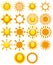 Set Of Different Abstract Suns Isolated On White Background