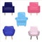 Set of different armchairs in flat style, vector illustration design template