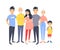 Set of different asian couples and families. Cartoon style people of different ages young and elderly, with baby, boy, girl,