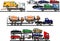 Set of different auto transporters on white background in flat style. Vector illustration.