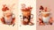 Set of different autumn or winter hot coffee drinks illustration. Drawn cup variety with cappucino, pumpkin latte, hot chocolate,