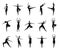 Set of different ballet poses. Black and white traces