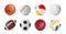 Set with different balls on white, banner design. Sports equipment