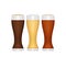 Set of different beer glasses. Types of beer. Flat design style, vector illustration.