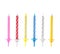 Set with different birthday candles on white