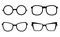 Set of different black silhouettes of glasses. Sun protection and optical instruments. Vector element