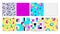 Set of different bright 90s vibrant seamless pattern vector graphic illustration