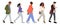 Set of different business people walking vector.