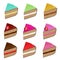 Set of different cake slices. Vector