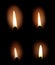 Set of different candle flames