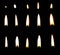 Set of different candle flames on black