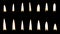 Set of different candle flames on black