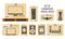 Set of different cardboard boxes with different real sizes and of various household and utensil equipments. Flat vector