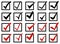 Set of different check mark icons in boxes