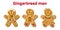 Set of different Christmas gingerbread men. Sweet homemade glazed cookies. A woman and a man. Vector illustration
