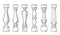 A set of different classical engraving balusters