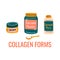 Set of different collagen types. Trendy beauty supplement.