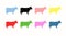 Set of Different Color Cow Icons
