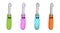 Set of different colored flat and gradient hand drawn kawaii crochet hooks.