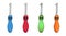 Set of different colored flat and gradient hand drawn smiling kawaii crochet hooks