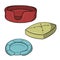 A set of different colored litter for dogs and cats, a comfortable soft chaise longue, a vector