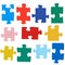 Set of different colored puzzle pieces