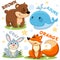 Set of different colors with animals for children.