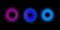 Set of different colors blurred glowing circles. Abstract raster illustration with shiny lights. Blur neon round objects isolated
